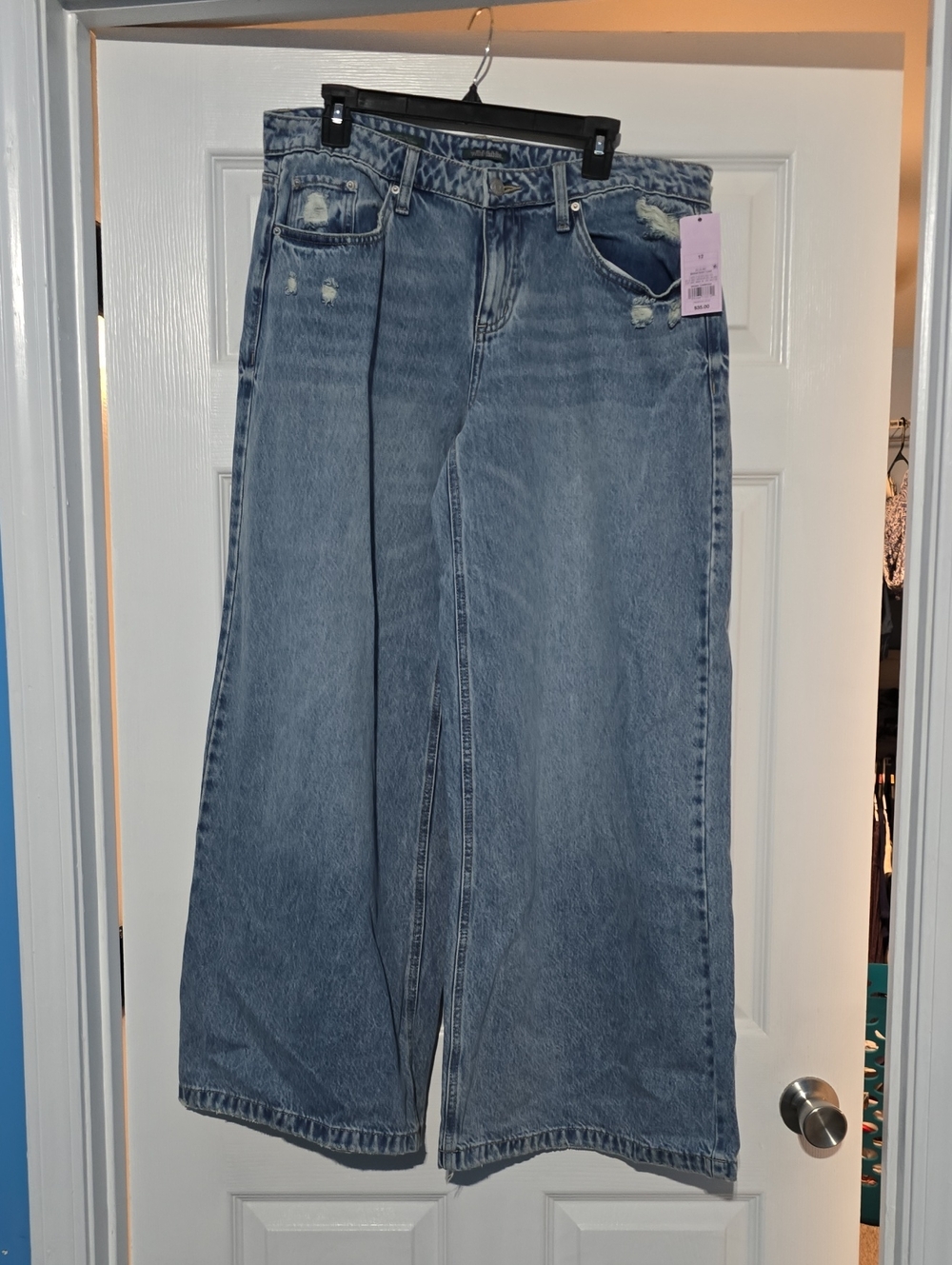 wild fable Light Blue Wide Leg Distressed Jeans
